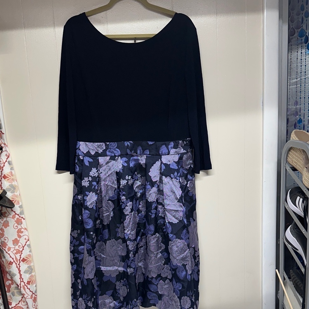 Elle Black and Purple 3/4 Sleeve Dress